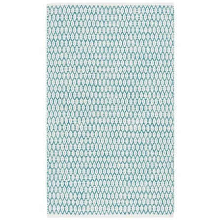 Safavieh 3 x 5 ft. Small Rectangle Montauk Hand Woven Rug, Aqua and Ivory MTK608H-3